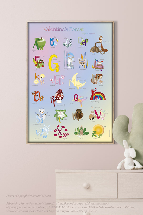 ABC poster Alfabetposter voor de kinderkamer educatieve poster