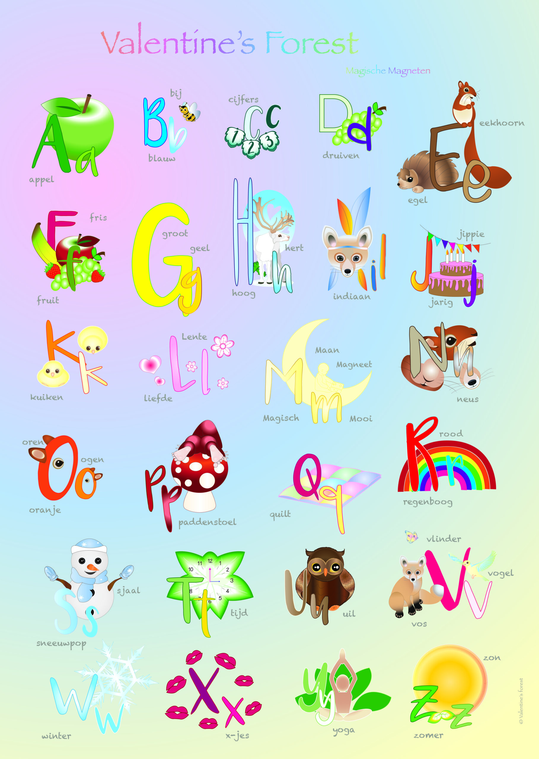 alfabet poster A2 formaat, leer het ABC